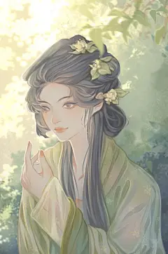 古风 唯美 美人 头像 插画