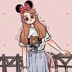 美式卡通每日手绘插画#手绘，漫画，简笔卡通画#无水印情侣头像 ​​​​