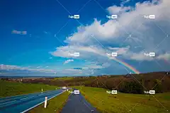 彩虹 景观 天空 自然 双彩虹 双倍的 云 蓝色的 下雨