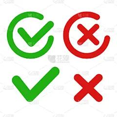 选中标记和交叉标记图标集。正确答案和不正确答案。可编辑的矢量。eps10。