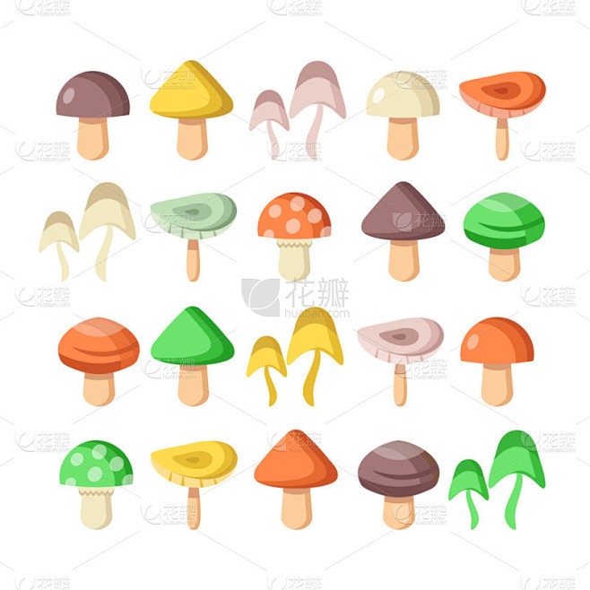 蘑菇矢量平面图标集