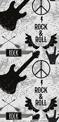 摇滚乐器反战标志四方连续底纹 服装设计 男装设计 女装设计 箱包印花