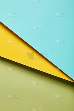 纸纹理背景，壁纸90年代风格-蓝绿色，蓝色，黄色，绿色。几何图案，简约概念。平躺，俯视图。复制空间,