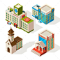 Isometric Pictures of Municipal Buildings Isometric pictures of municipal buildings. Vector 3d architecture isolate on whi #Pictures, #Isometric, #Buildings, #Municipal