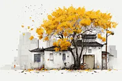 水墨江南风插画绘画