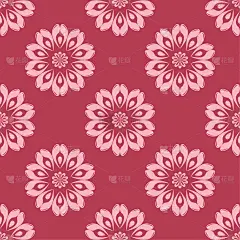 红色花无缝图案