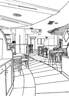 现代建筑场景线稿图片 黑白CG二次元漫画背景参考城市街道背景线条