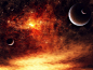 宇宙星系里恒星发生碰撞的景象