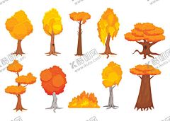 秋天秋季卡通大树 【酷图网】秋天,秋季卡通大树,秋季树木,扁平风插画,卡通插画,卡通贴纸,插画元素,手绘插画,插画设计,矢量元素,元素设计