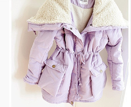 #羊羔毛外套# 2012冬装新款 淡紫色...