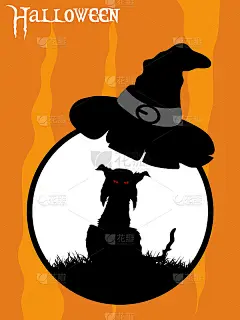 万圣节幽灵猫和帽子边界