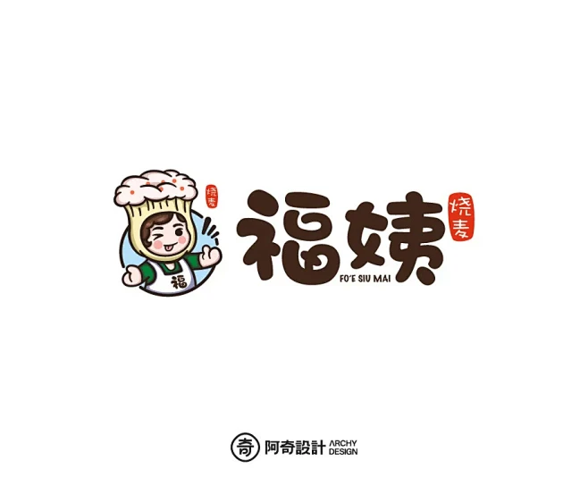 学LOGO-福姨烧麦-餐饮logo-创意logo-卡通logo-人像构成-现代logo-花瓣网