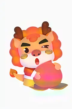 桃子龙年新年卡通吉祥物角色