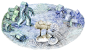 Birds and landscapes : Personal illustrations 2008- 2009 (selection). Watercolor on paper.