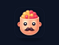 Brain Puzzle Games App Icon funny branding application illustraion skull moustache game puzzle brain man head logo iphone app ios icon