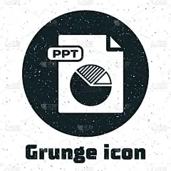 格伦格 Ppt 文件文档。下载位于白色背景上的 ppt 按钮图标。Ppt 文件演示文稿。矢量插图