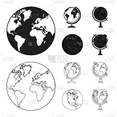 分离着色,行星,地球形,图标,矢量,球形建筑,标志,海洋,插画,收集