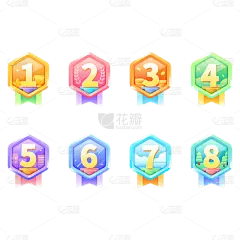 表彰系列轻拟物插画数字等级徽章组合贴纸