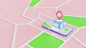3d 购物商店，在带有 GPS 导航的移动智能手机上。 gps 导航和商店位置概念。 3d 渲染插图高级照片