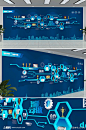 蓝是智能云科技文化墙c4d设计图大数据科技感文化墙素材