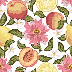式样,桃,四方连续纹样,矢量,纺织品,绘画插图,叶子,壁纸,柠檬,纹理