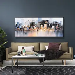 印象城市 手绘油画 原创轻奢大幅现代简约抽象北欧客厅风景装饰画-tmall.com天猫