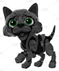 黑色,自动的,小猫,垂直画幅,小的,可爱的,猫科动物,白色背景,背景分离,电子行业