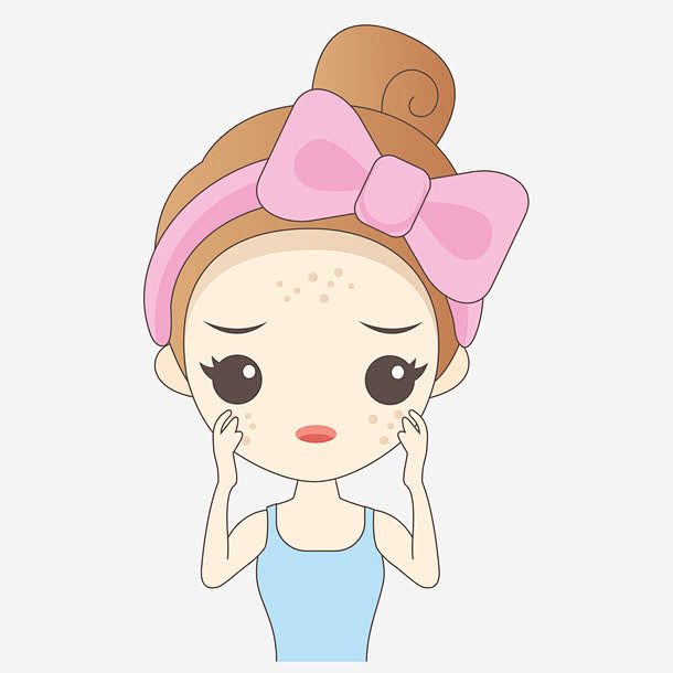 手绘矢量起痘痘难过女生