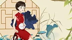 民国旗袍美女少女插画