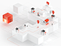 city octane cubes Isometric Web delivery Platform Technology glass render vehicles