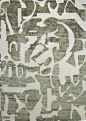 Jigsaw Olivine - Riviere Rugs : An unusual interpretation of the Zoffany monogram, jigsawed and placed to create this abstract artwork - Jigsaw Olivine - Riviere Rugs