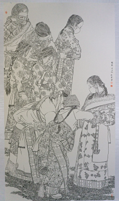 衚衕學采集到国画线描艺术展览画