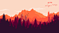 Firewatch Inspired Landscape : This landscape was inspired from Firewatch Game and I have adapted the color patterns from that game. I have added temples instead of a watch tower