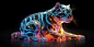 3d animal shape glowing with bright holographic colors
