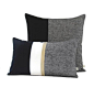 Black Chambray Pillow with Gold Stripe: 