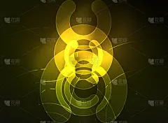 圆形发光元素在黑暗的空间，抽象的背景