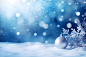 Blue tones christmas background with ball and snowflake