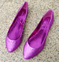 外贸原单美国F21紫色闪金BLING鞋珠光浅口单鞋平底鞋forever21