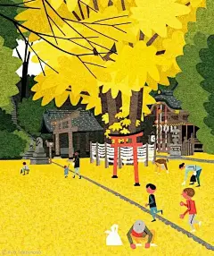 插画｜扁平 和风 : 　　武政 諒 Ryo Takemasa毕业于 武蔵野美術学園，从2010年开始自由插画师生涯。 　　他的作品主要用于书籍杂志的封面，以风景、动物、美食为主。针对不同的期刊，有着不同系列的特点。偏于扁平化的画风，有着日式折