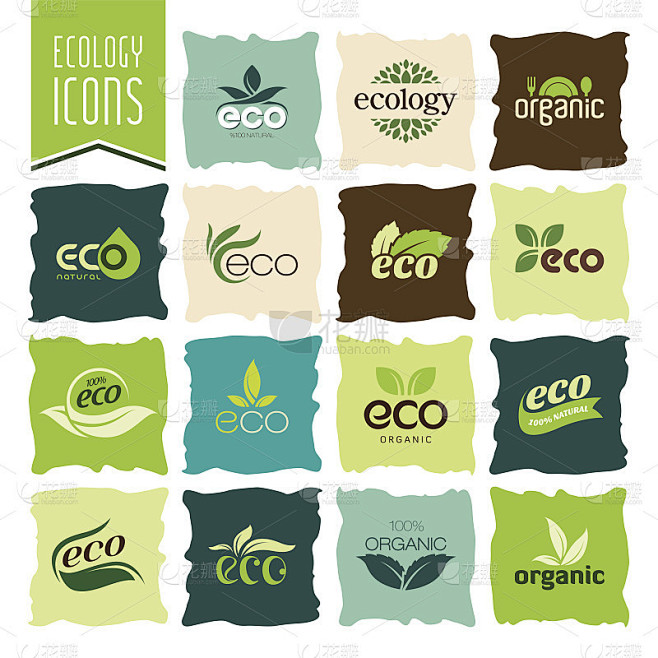 生态，有机图标设置。Eco-icons