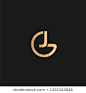 Gj or JG logo vector. Initial letter logo, golden text on black background