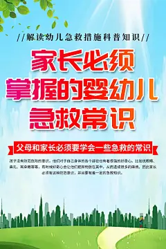 清新家长必须掌握婴幼儿急救常识海报1
