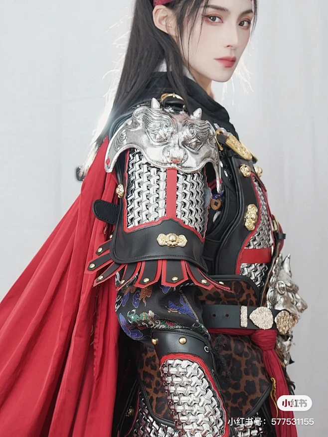 盔甲 甲胄 锁子甲 十字纹甲 中式盔甲 兽头 女性盔甲-花瓣网