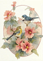 Two pretty birds & lovely flowers!