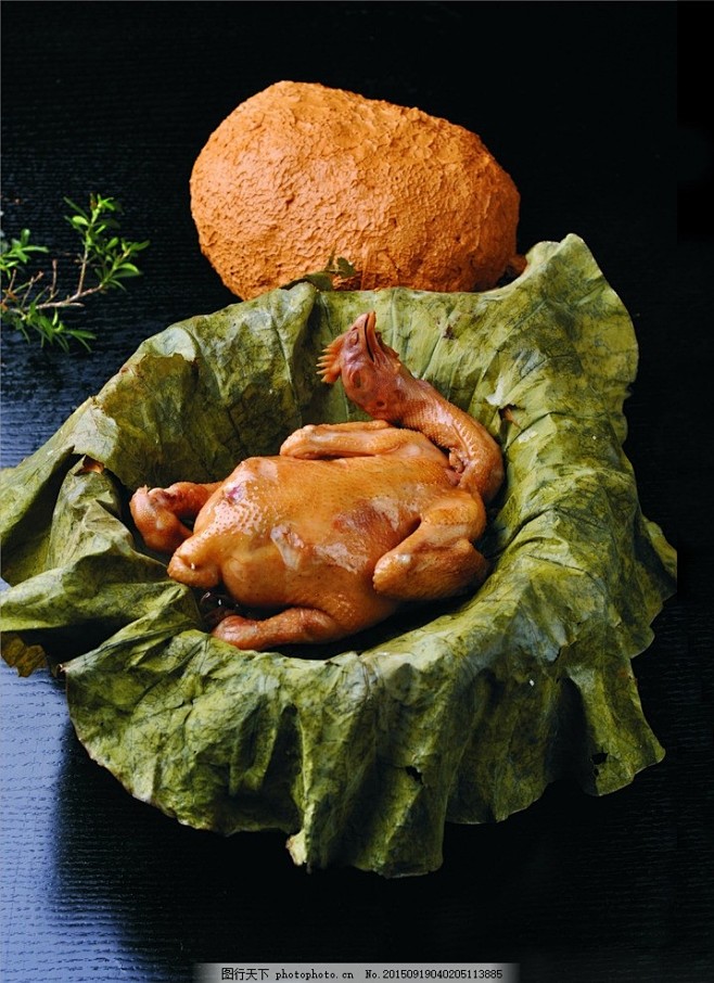 叫花鸡荷叶鸡烤鸡童子鸡卤味菜高清菜谱用图摄影