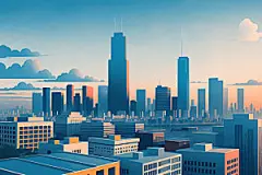 城市扁平风地标插画