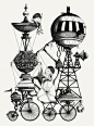 插画艺术：Merijn Hos的作品--荒诞的黑白世界 - 创意画报 - 哇噻网
