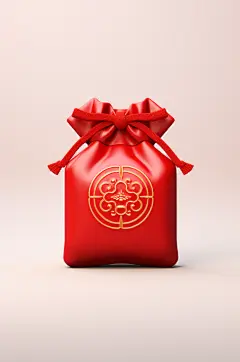 AI数字艺术中国风新年春节立体福袋元素