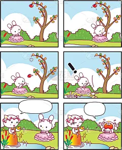 矢量卡通兔子公主漫画故事