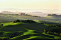 field, morning, Italy, home, trees, Tuscany, haze, hills, dawn